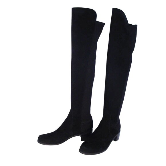 STUART WEITZMAN Reserve $850 Suede OTK Heeled Boots 7.5/38 - NEW - Picture 3 of 9